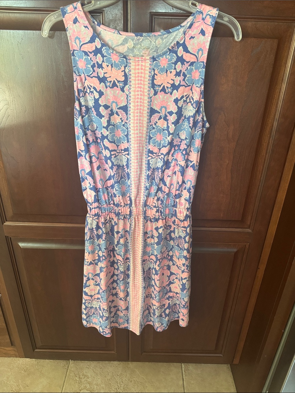 Lilly Pulitzer Pink and Navy Floral Sleeveless Dress